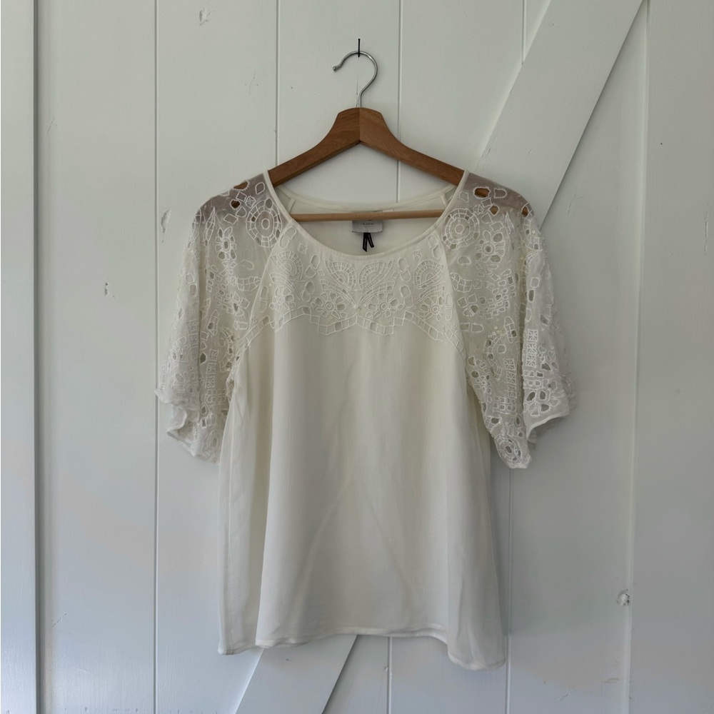 Anthropologie White Eyelet Lace Blouse